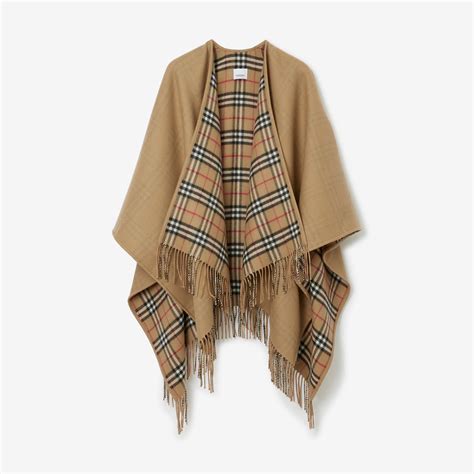 burberry reversible check wool-blend cape|Burberry Check wool capes.